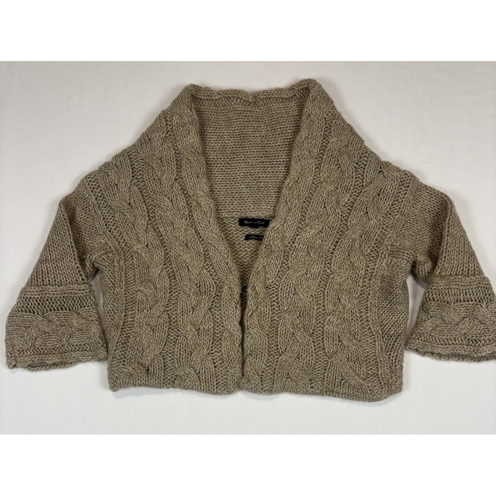 MASSIMO DUTTI Womens Crop Cardigan  Belero Alpaca Wool Small/30 Beige Shrug